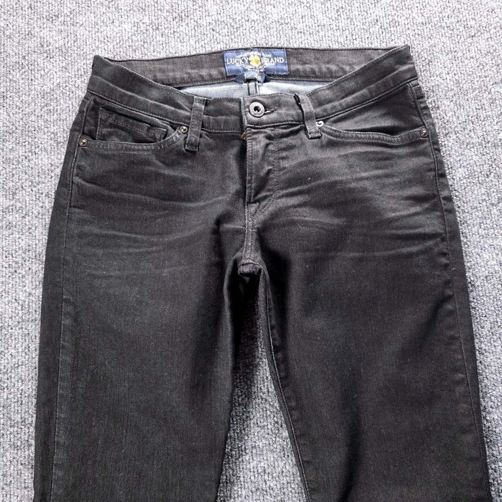 Lucky Brand Charlie Skinny Jeans‎ Womens 2 26 Black Denim Made in USA Low Rise - Picture 3 of 10